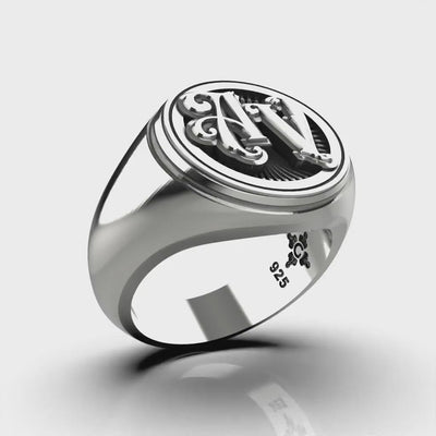 Medium Round Signet Ring - Custom - Sterling Silver