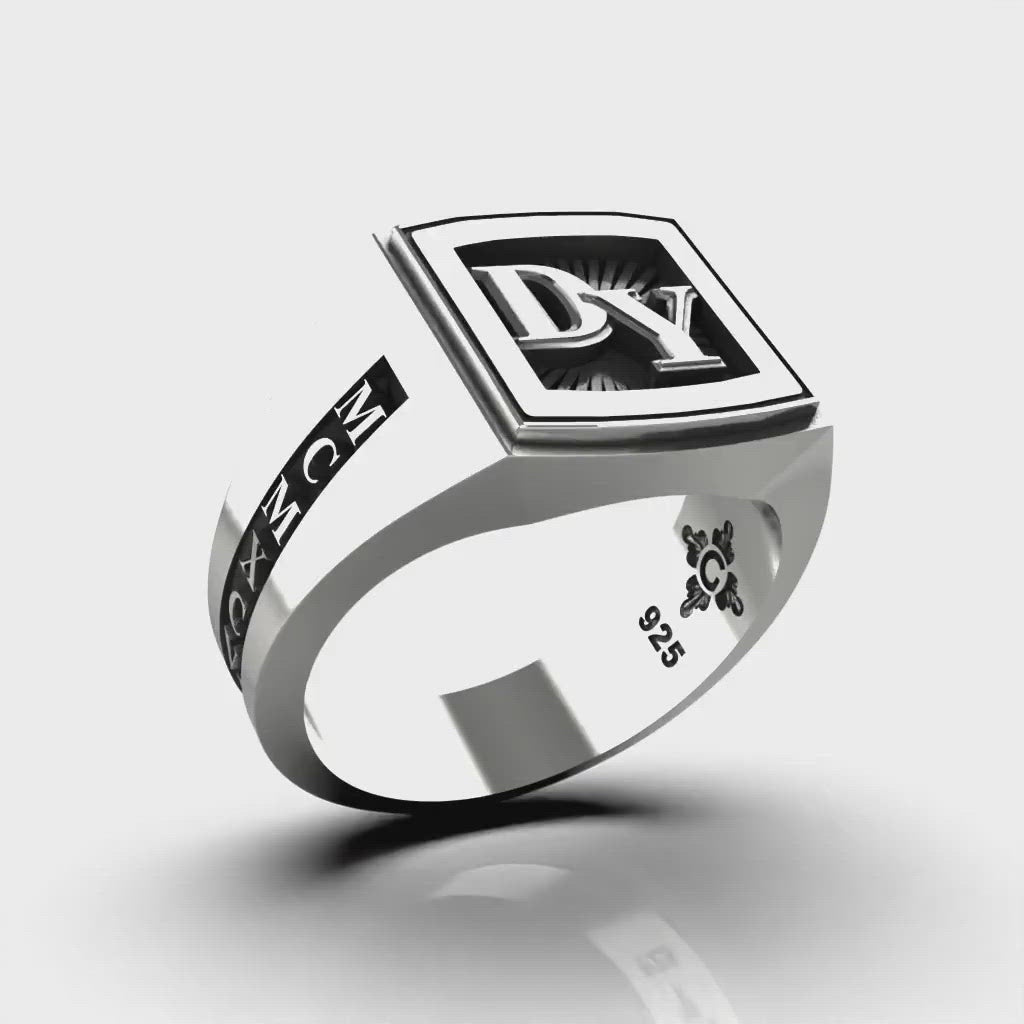 Medium Square Signet Ring - Custom - Sterling Silver