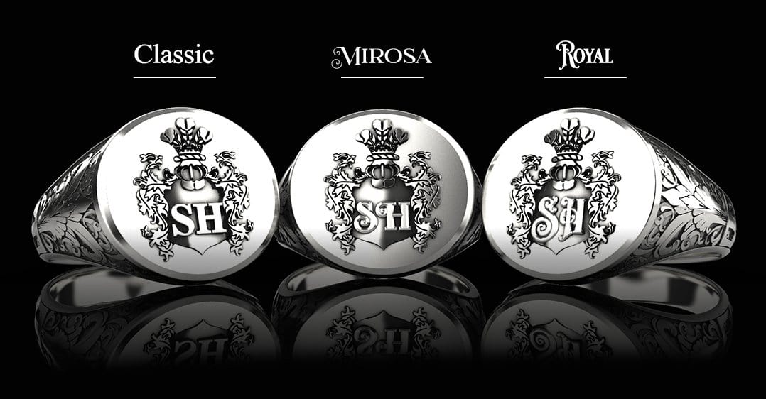 Aristocrat Signet Ring - Custom Two Initials - Sterling Silver - Girati Silver Rings for Men