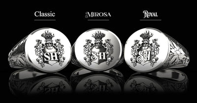 Aristocrat Signet Ring - Custom Two Initials - Sterling Silver - Girati Silver Rings for Men