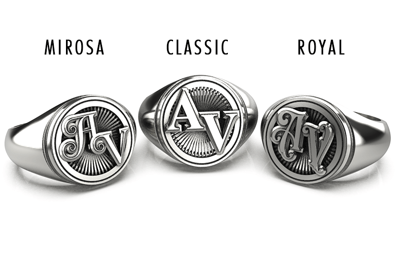 Medium Round Signet Ring - Custom - Sterling Silver - Girati Silver Rings for Men