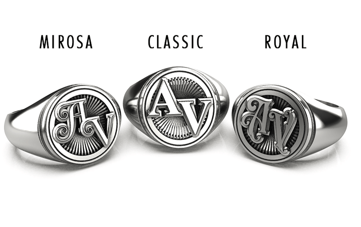 Medium Round Signet Ring - Custom - Sterling Silver - Girati Silver Rings for Men