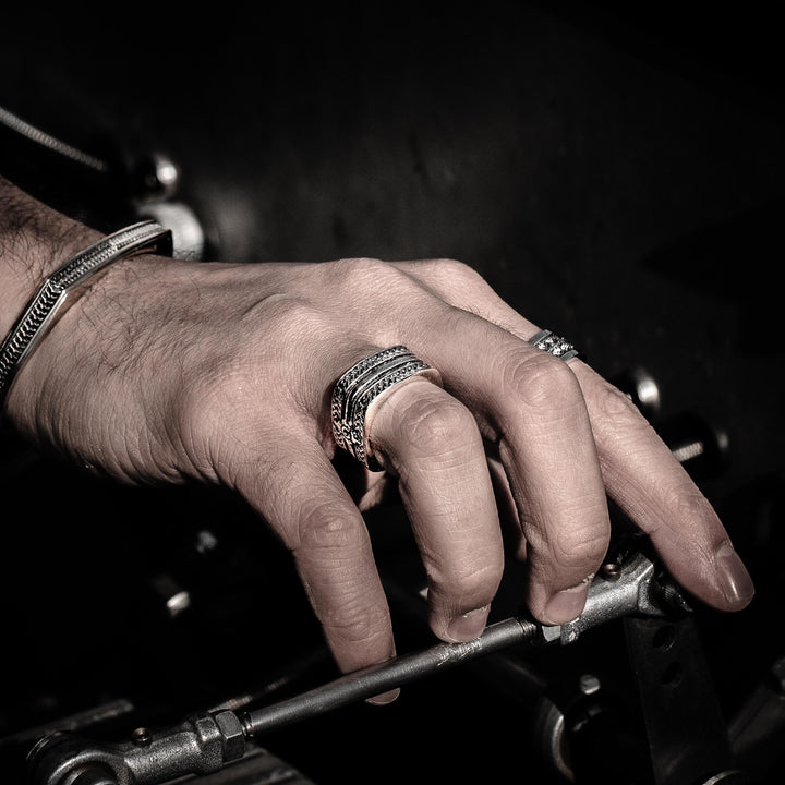 Quadrato - Girati Silver Rings for Men