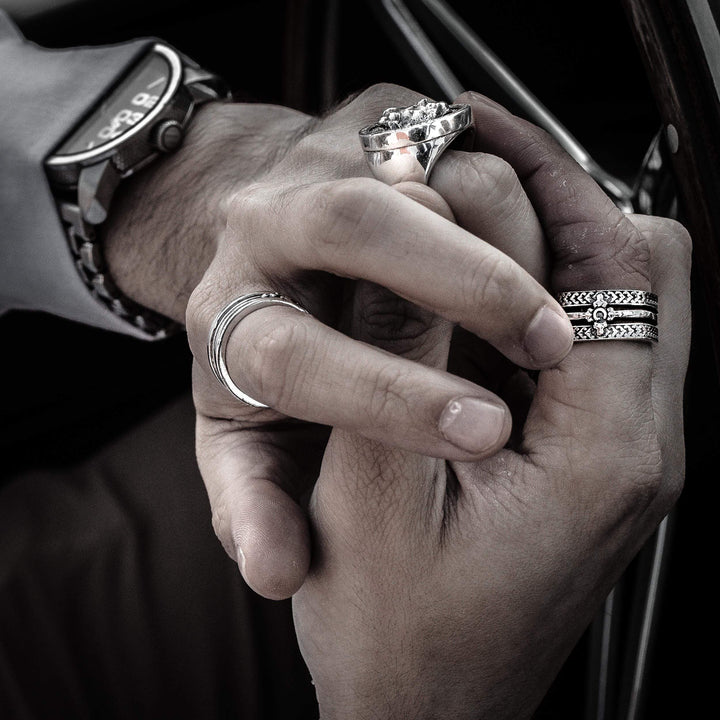 Quadrato - Girati Silver Rings for Men