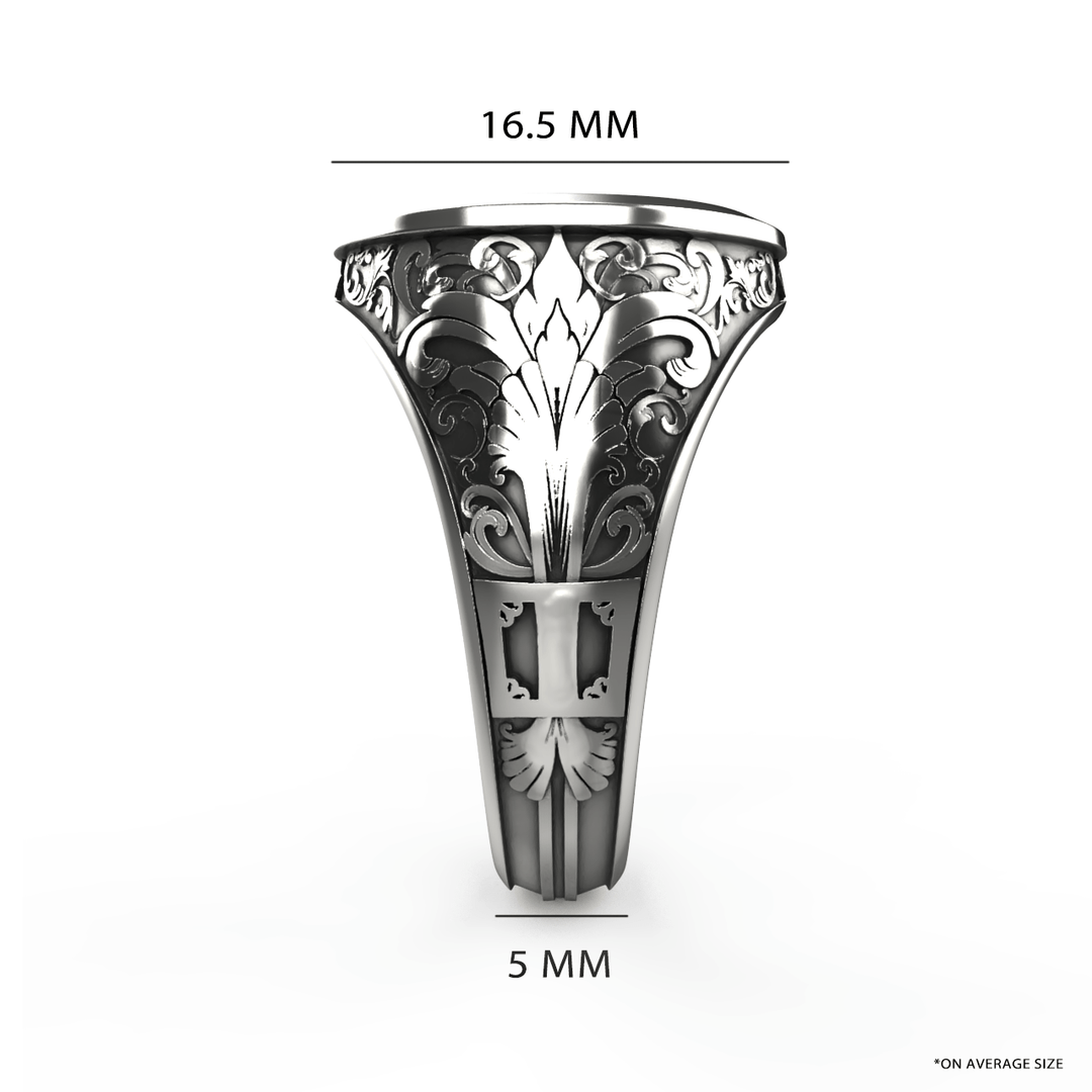 Classic Round Signet Ring - Custom Three Initials - Sterling Silver - Girati Silver Rings for Men