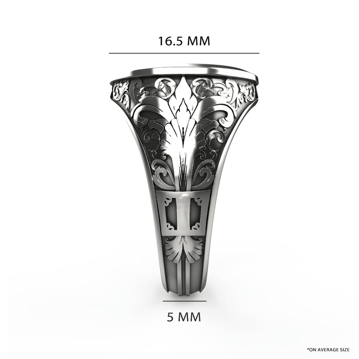 Classic Round Signet Ring - Custom Three Initials - Sterling Silver - Girati Silver Rings for Men