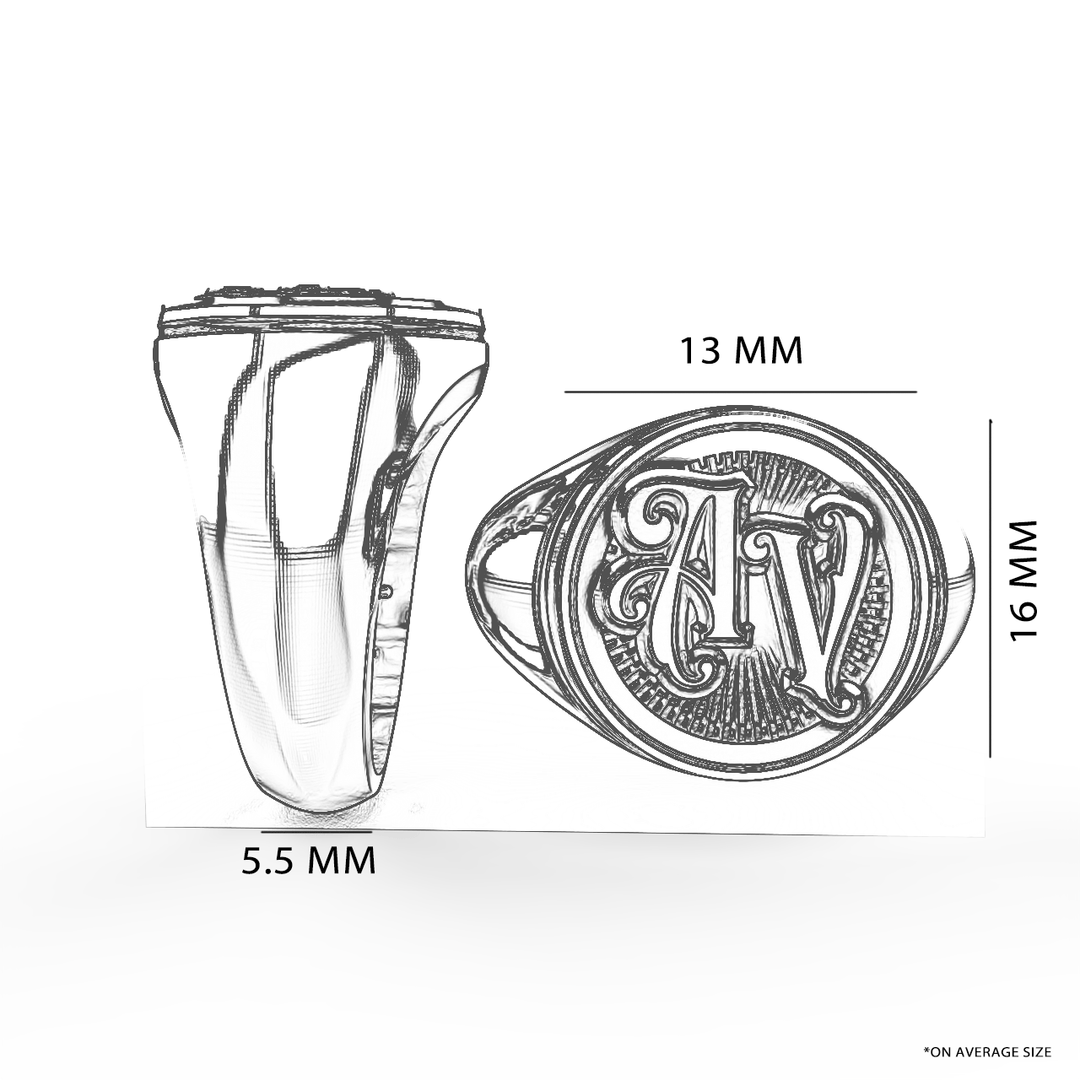 Medium Round Signet Ring - Custom - 14K Gold - Girati Silver Rings for Men