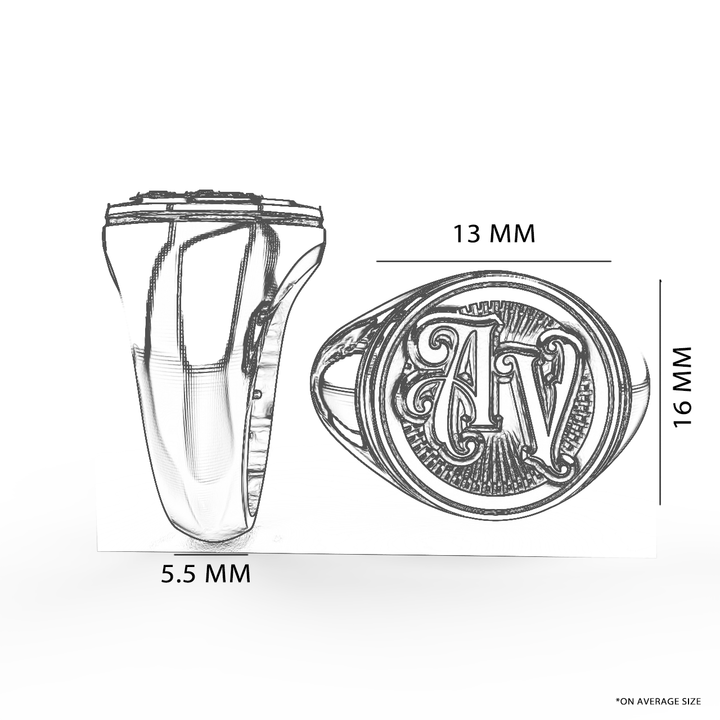 Medium Round Signet Ring - Custom - 14K Gold - Girati Silver Rings for Men