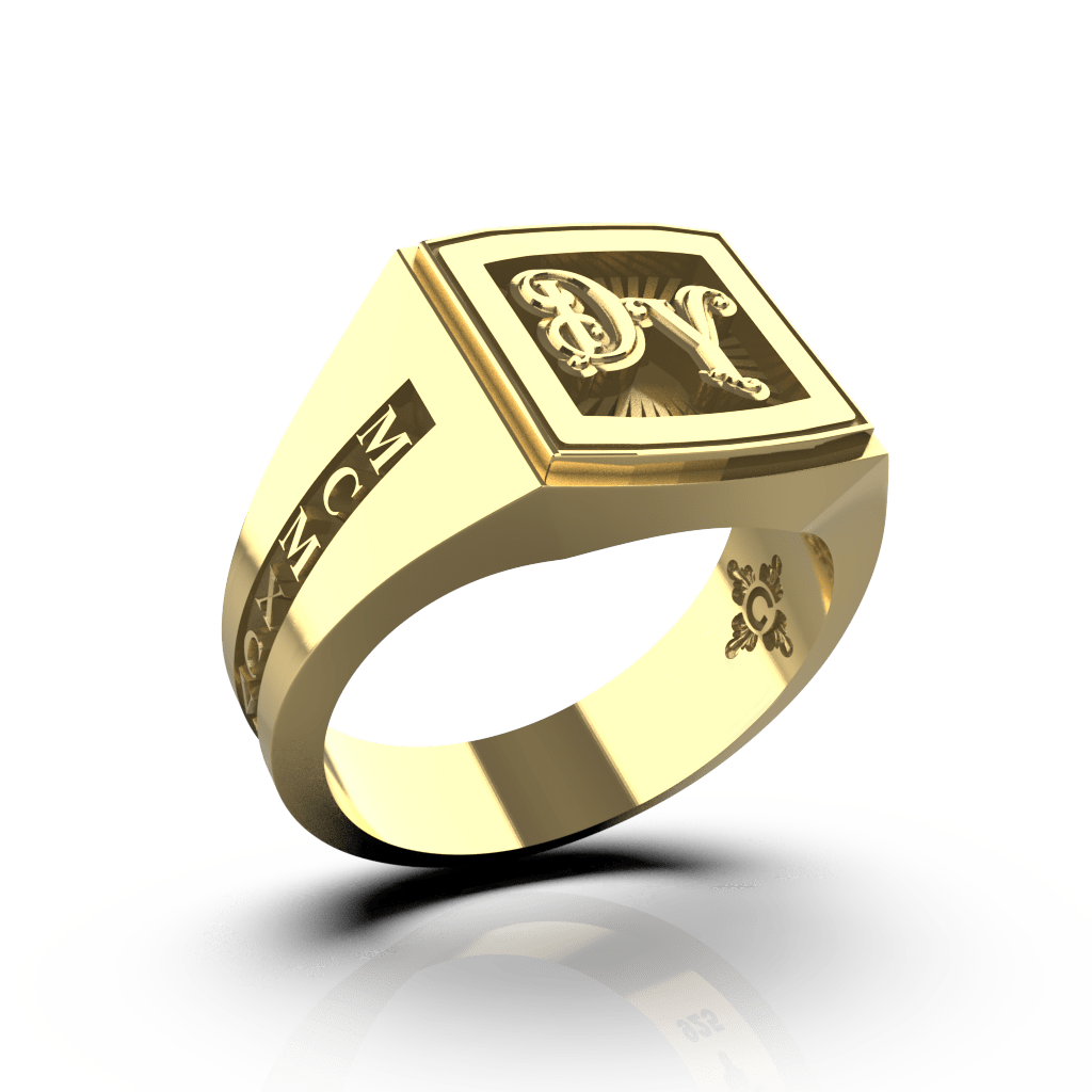 Medium Square Signet Ring - Custom - 14K Gold - Girati Silver Rings for Men