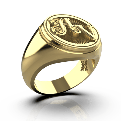 Medium Round Signet Ring - Custom - 14K Gold - Girati Silver Rings for Men