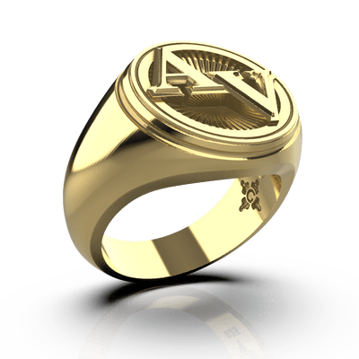 Medium Round Signet Ring - Custom - 14K Gold - Girati Silver Rings for Men