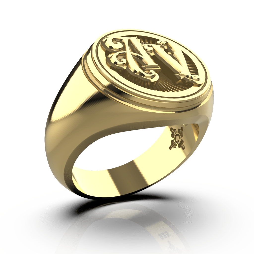 Medium Round Signet Ring - Custom - 14K Gold - Girati Silver Rings for Men