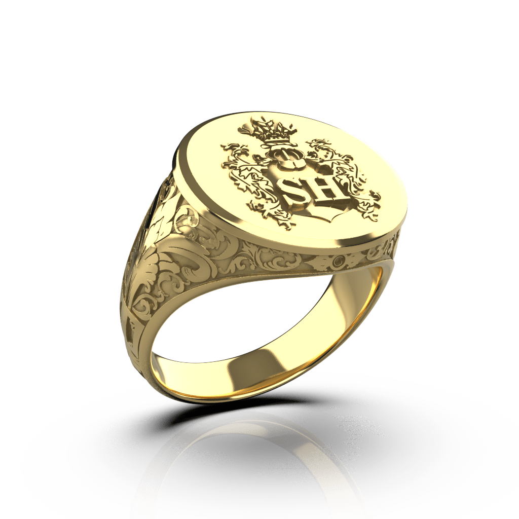 Aristocrat Signet Ring - Custom Two Initials - 14K Gold - Girati Silver Rings for Men