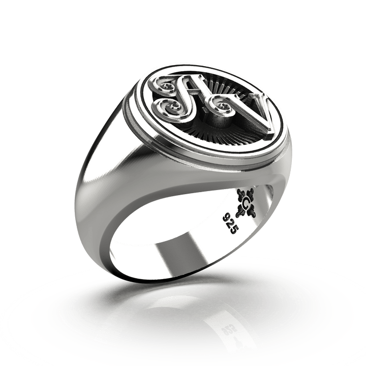 Medium Round Signet Ring - Custom - Sterling Silver - Girati Silver Rings for Men