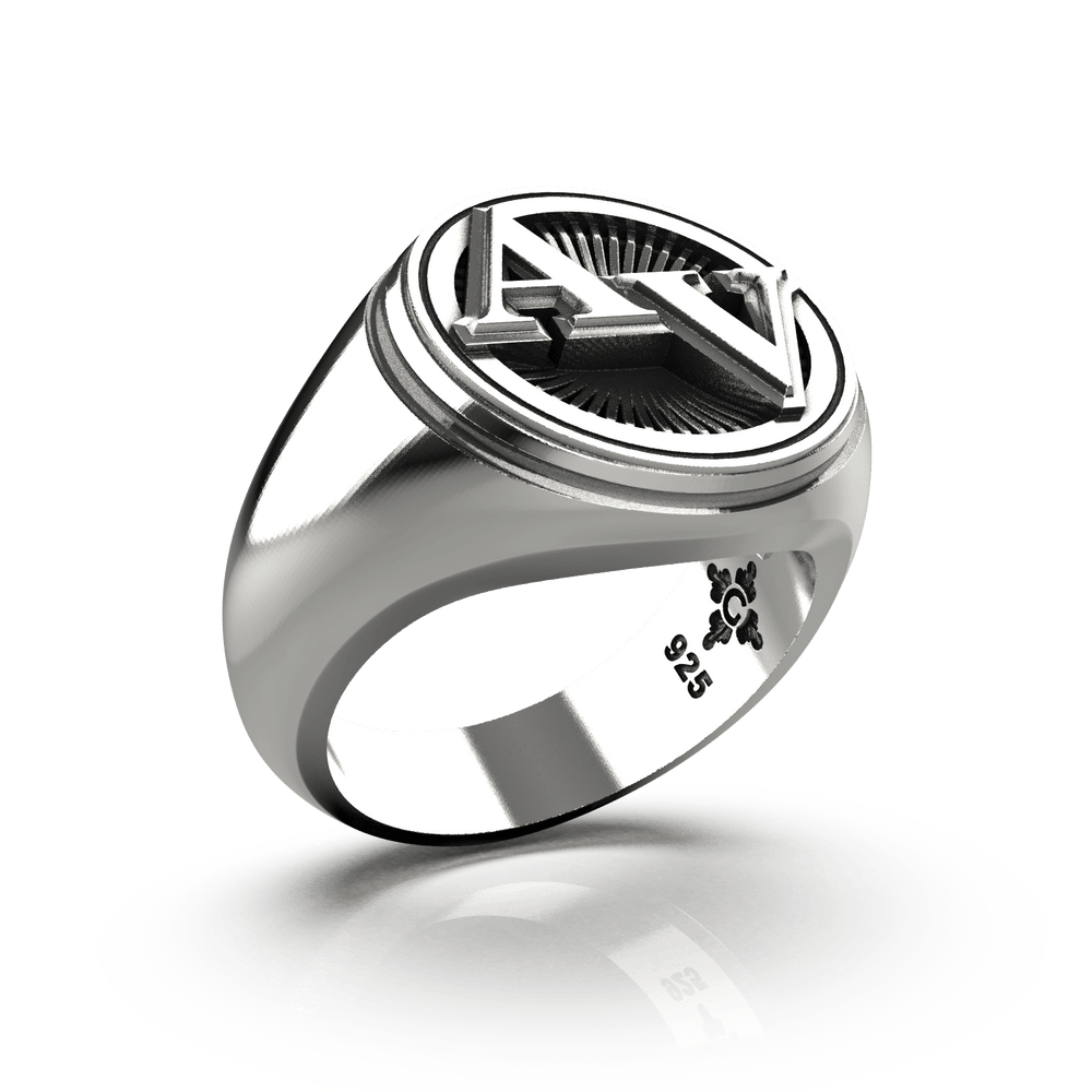 Medium Round Signet Ring - Custom - Sterling Silver - Girati Silver Rings for Men