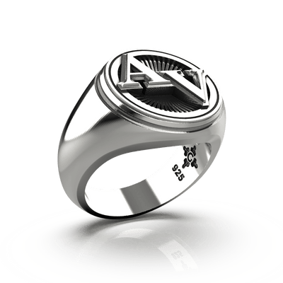 Medium Round Signet Ring - Custom - Sterling Silver - Girati Silver Rings for Men