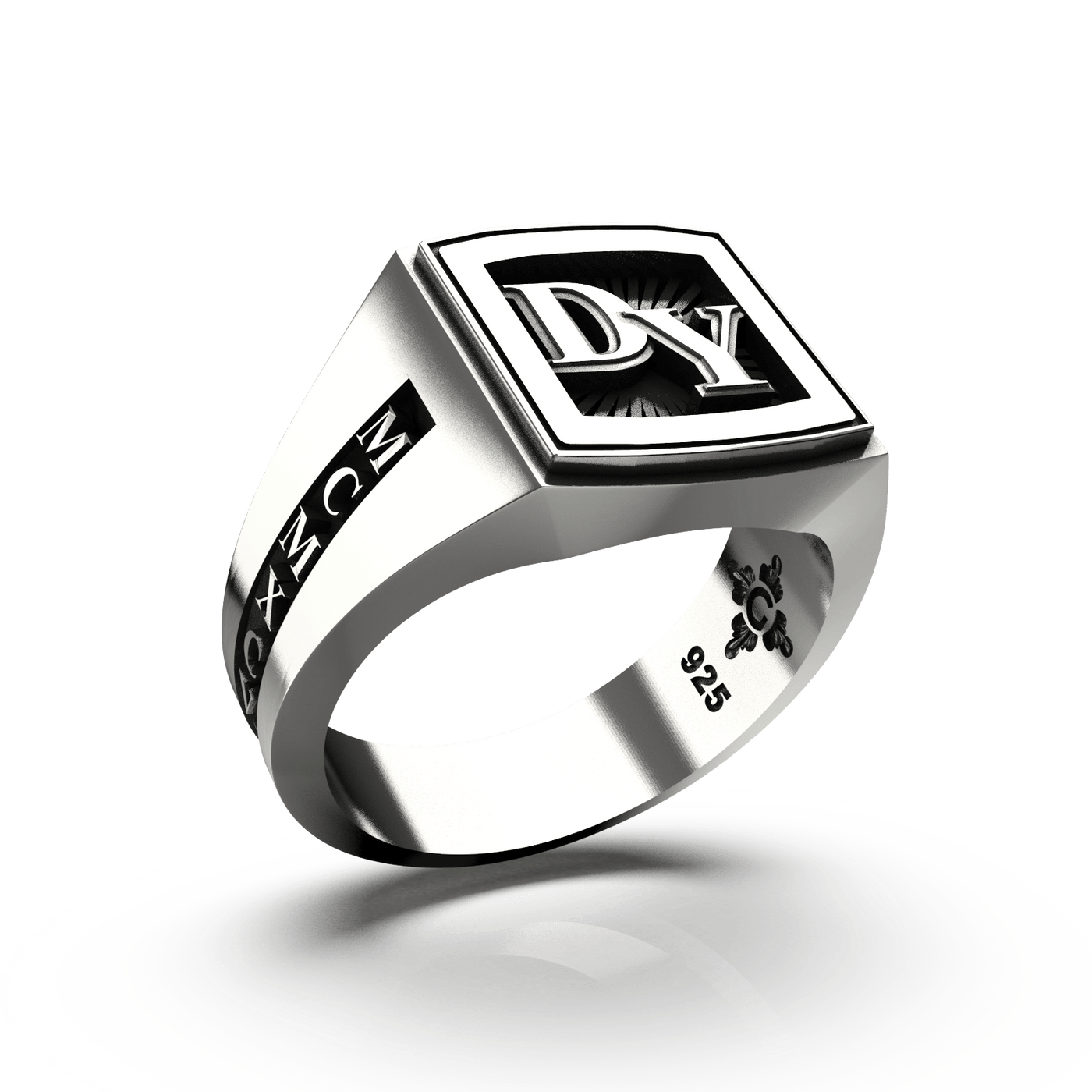Medium Square Signet Ring - Custom - Sterling Silver - Girati Silver Rings for Men