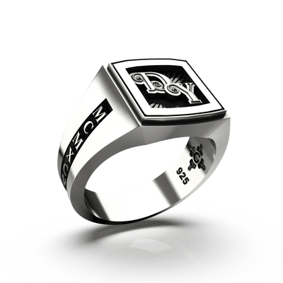 Medium Square Signet Ring - Custom - Sterling Silver - Girati Silver Rings for Men
