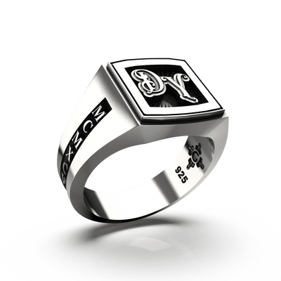 Medium Square Signet Ring - Custom - Sterling Silver - Girati Silver Rings for Men