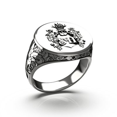 Aristocrat Signet Ring - Custom Two Initials - Sterling Silver - Girati Silver Rings for Men