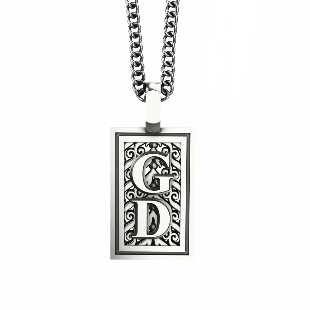 Simple Rectangle Necklace - Custom - Sterling Silver - Girati Silver Rings for Men
