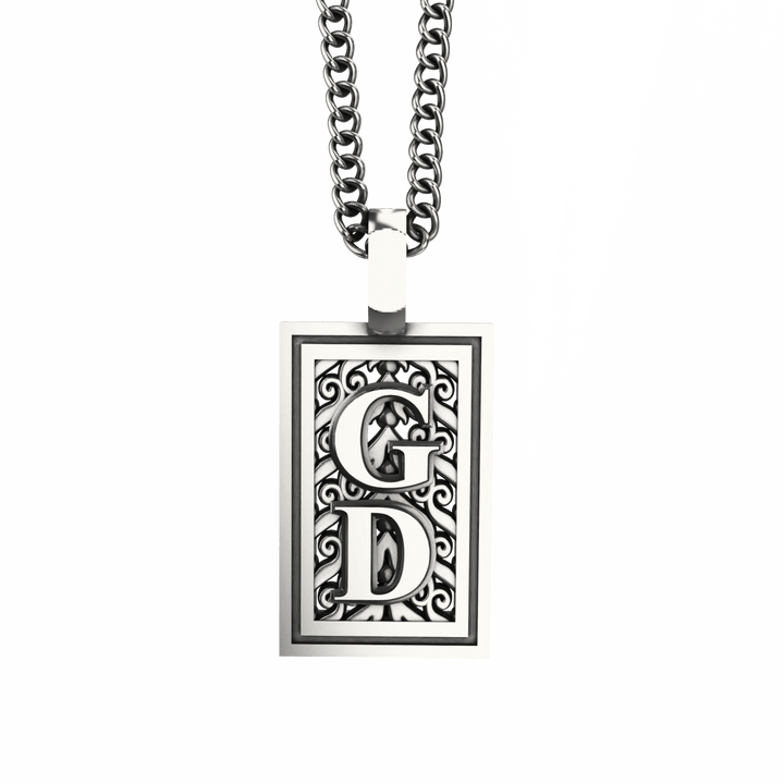 Simple Rectangle Necklace - Custom - Sterling Silver - Girati Silver Rings for Men
