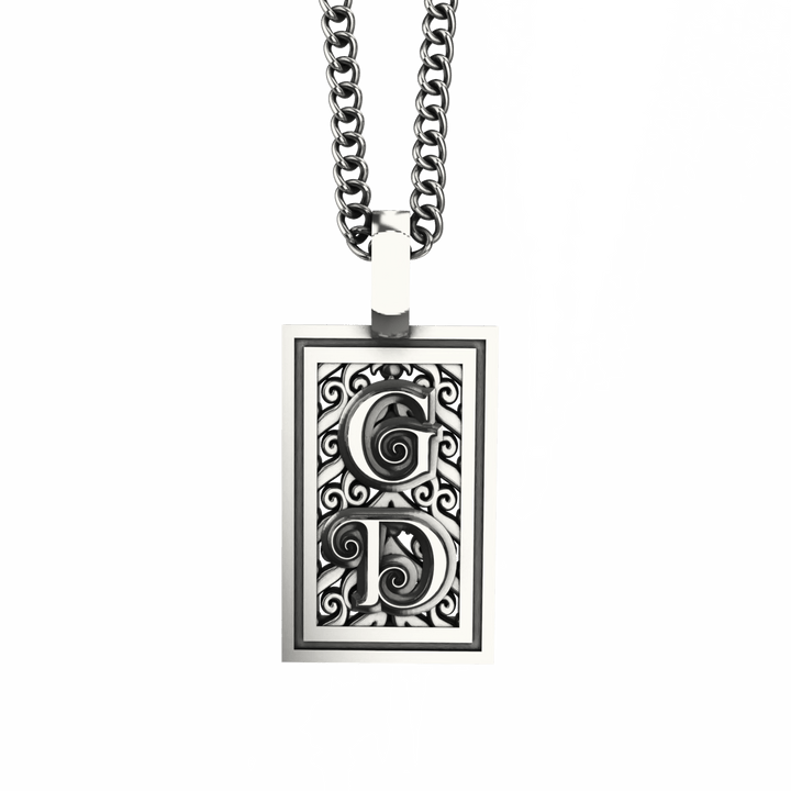 Simple Rectangle Necklace - Custom - Sterling Silver - Girati Silver Rings for Men
