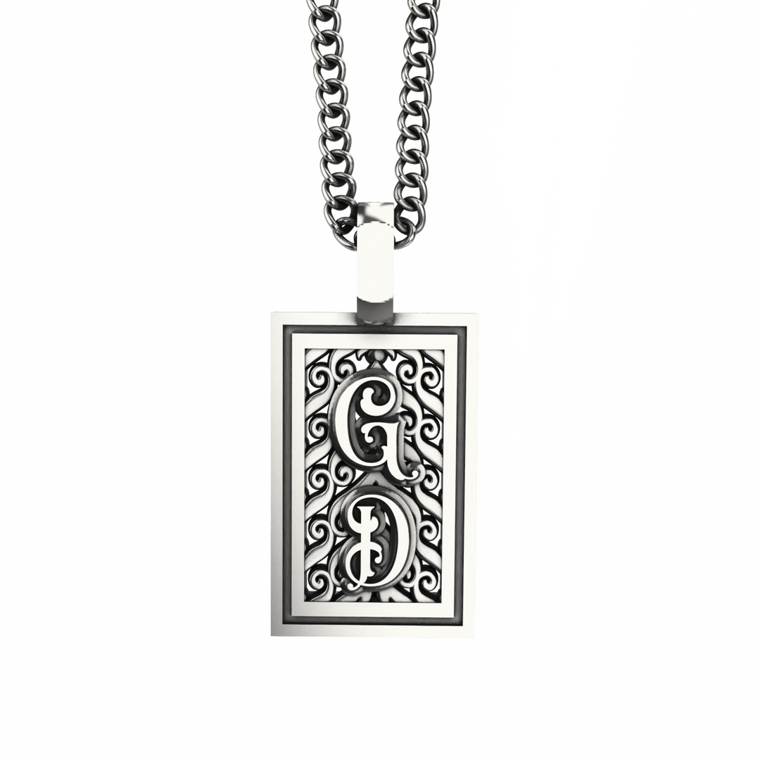 Simple Rectangle Necklace - Custom - Sterling Silver - Girati Silver Rings for Men