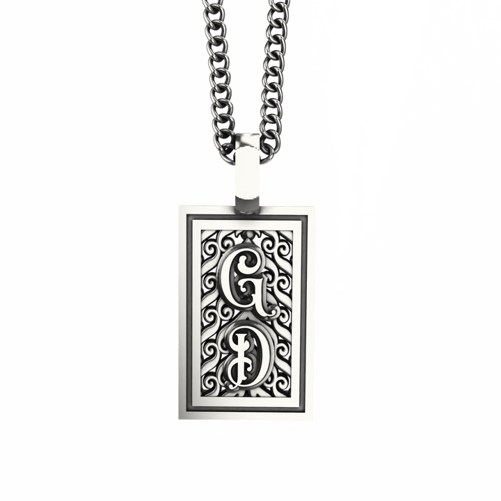 Simple Rectangle Necklace - Custom - Sterling Silver - Girati Silver Rings for Men